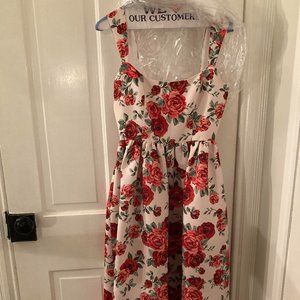 SACHIN & BABI BLAINE Taffeta Square Neck Floral MIDI Dress Size 2
